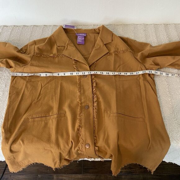 Suzanne Somers Camel Color‎ Snap Up Jacket Western V-neck Fringe Women’s Large - Picture 10 of 13